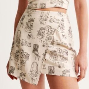 Abercrombie & Fitch Scarlett Linen Blend Mini Skort Size XS Wrap Novelty Print